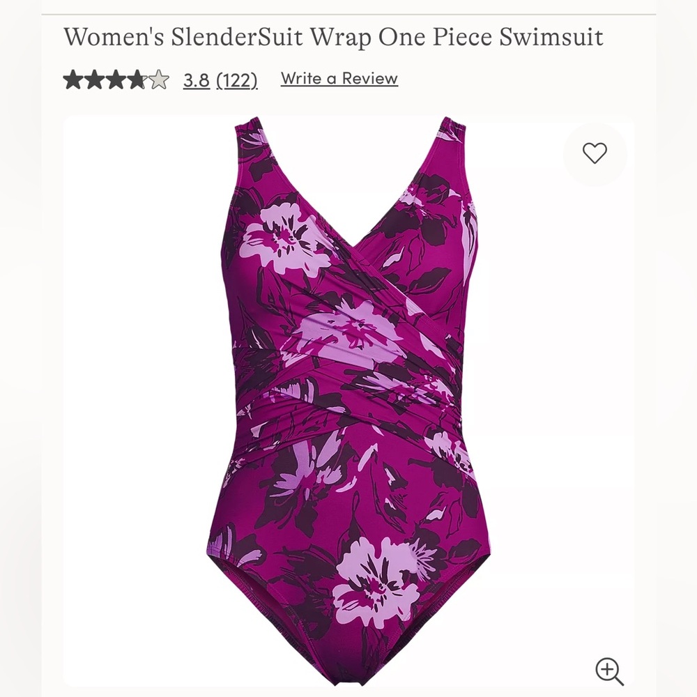 NWOT Lands End Crimson Rose Abstract Floral Slimming One-Piece Swimsuit Sz 10